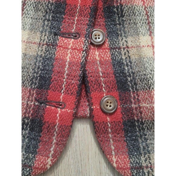 Eddie Bauer Legends Women's Wool Blend Plaid Vest Button Size Small Petite Red - Picture 4 of 6